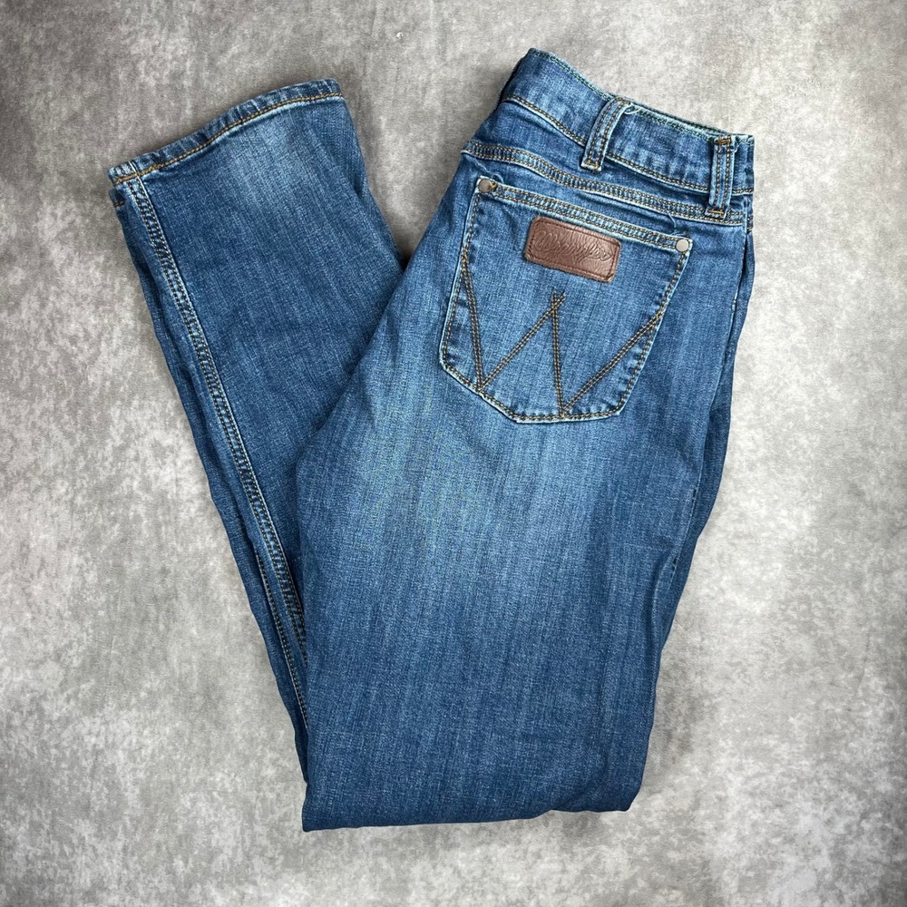 Wrangler Retro Slim Straight Jeans Mens 34x36 Medium Wash Blue 10WLT88CW